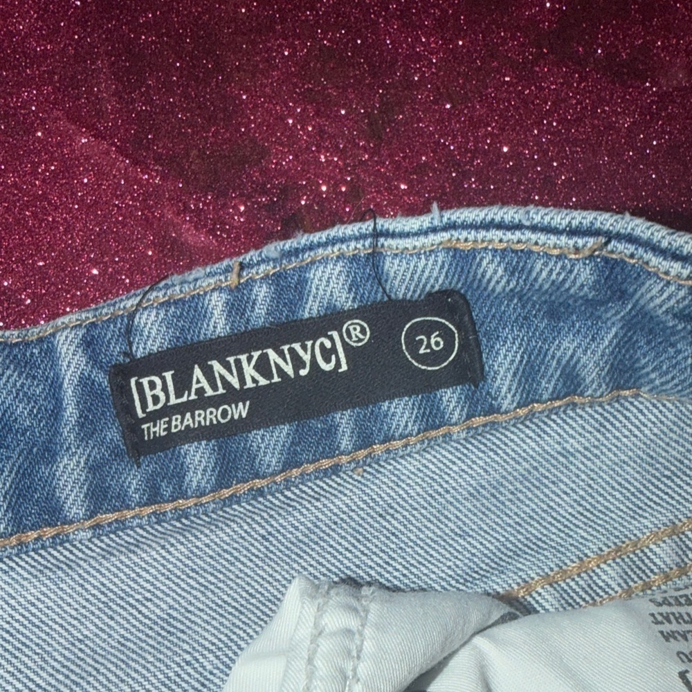 Blank NYC Blue Distressed Jean Shorts - Picture 4 of 5